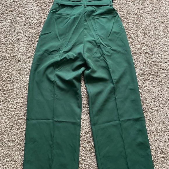 Lioness Gigi Baggy Pant Moss Paperbag Wide Leg Green Trousers Size Small - Picture 7 of 9